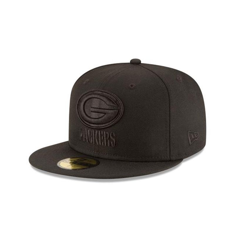 NFL Green Bay Packers Black On Black 59Fifty Fitted (DOH4726) - Black New Era Caps